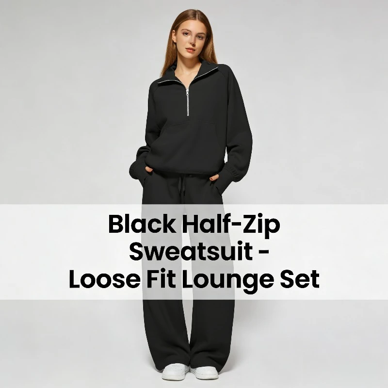 

2026 Европейская и американская женская толстовка большого размера на молнии с широкими спортивными штанами, повседневный комплект из двух предметов