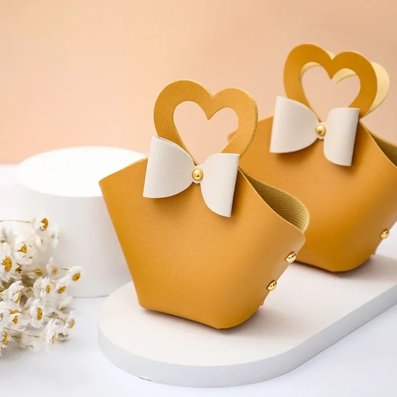 5/10pcs Love Creative MINI Wedding Candy Box Gift Packaging Bag Wedding Party Supplies Portable Leather Candy Box Companion Gift
