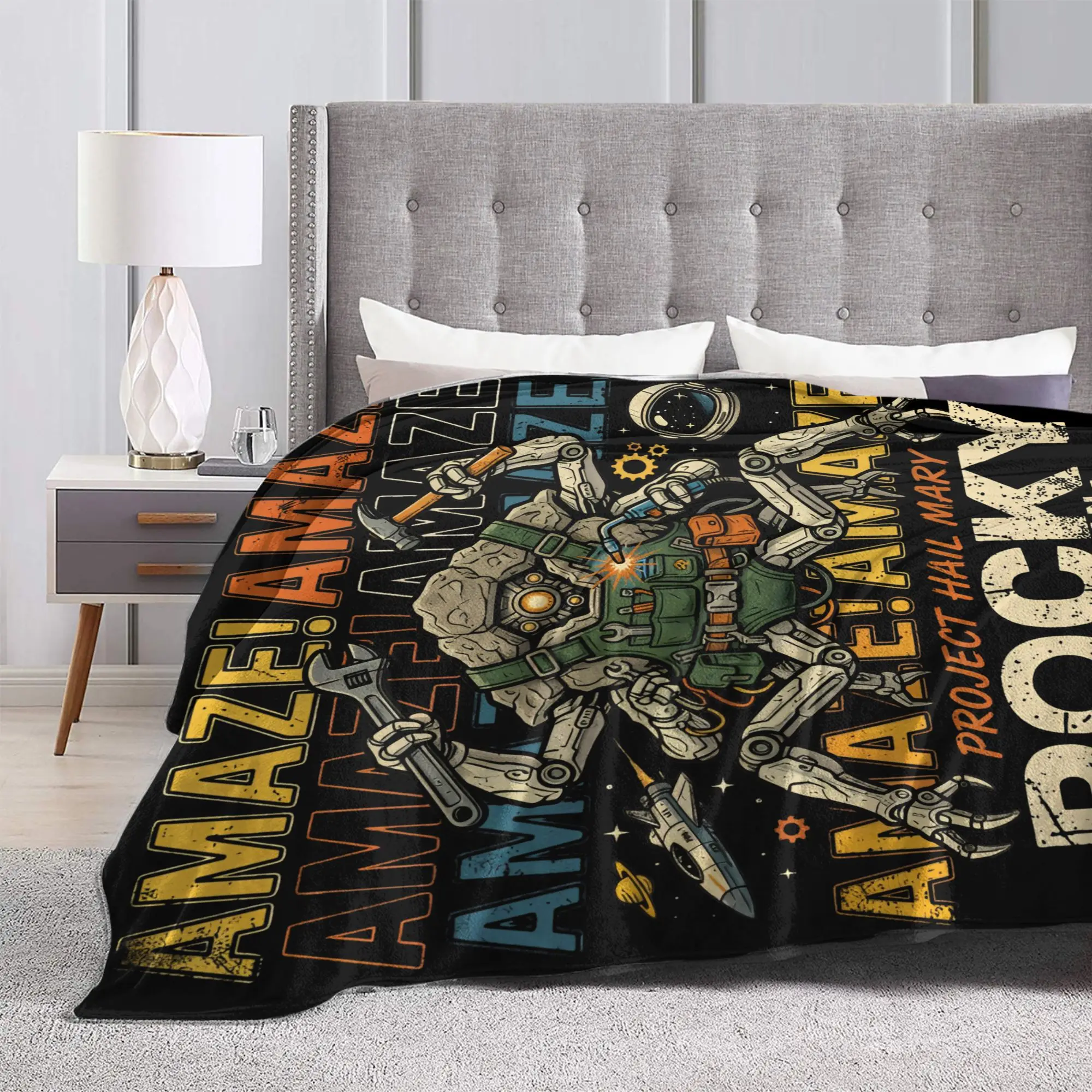 Rockys Amaze Project Hail Mary Sci Fi Blankets Coral Fleece Plush Summer Air Conditioning Ultra-Soft Throw Blankets Bedspreads