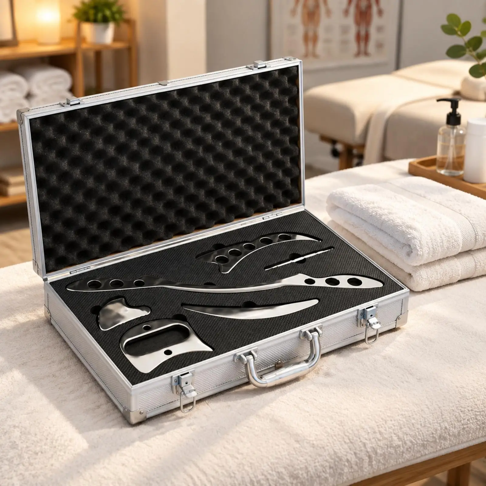 Acupressure Massage Set Stainless Steel Scraper Tool Meridian Muscle Release Body Massager for Travel Self Care