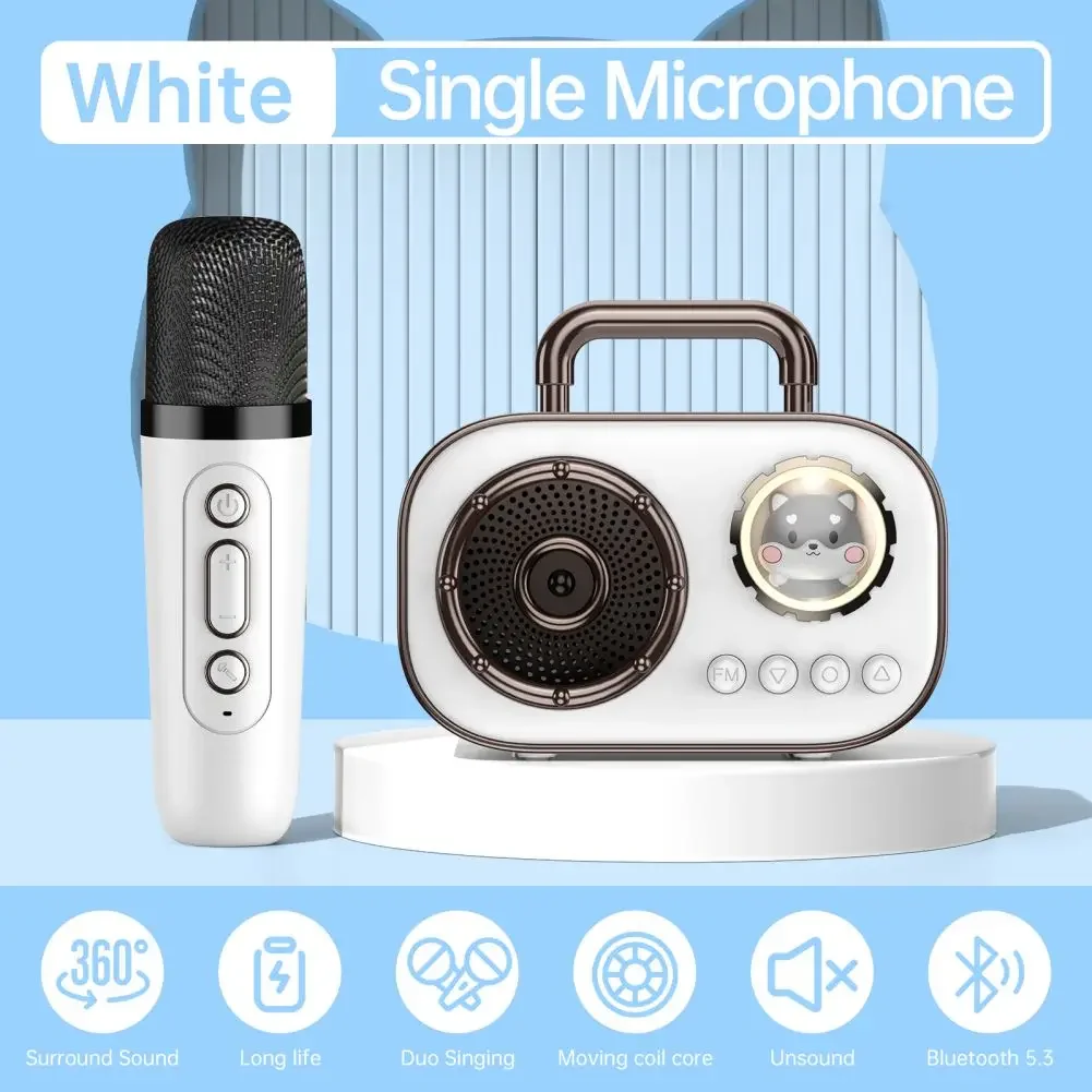 Wireless Speakers Multifunction With Microphone 1000mAh Portable Music Player Karaoke Machine for Child Home Party