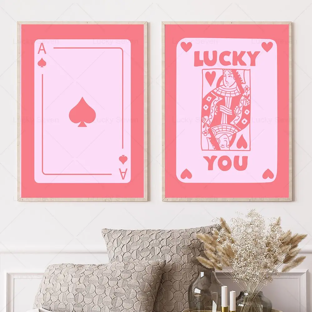 فن البوب لاكي يو ملصق عصري الملكة الكرز الجمالية طباعة أسود وردي بطاقة حائط لوح رسم صورة Y2K غرفة نوم ديكور #4