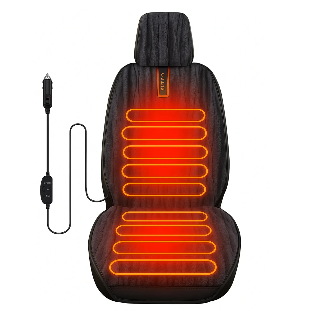 

Heated Car Seat Cushion Cover Winter Warmer Fur Car Seat Cover 12V Heating Seat Pad with 3 Heat Settings