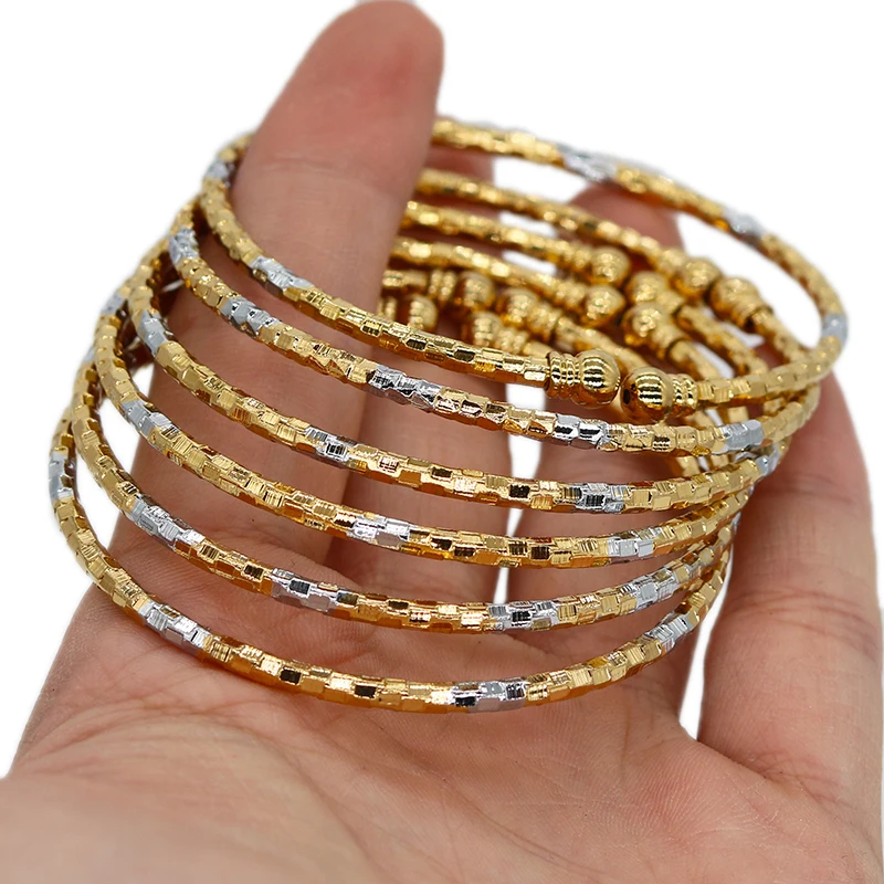 Wholesale Dubai  Bracelet African Silver Ladies Indian Two Tone Ball Wedding Jewelry Gift