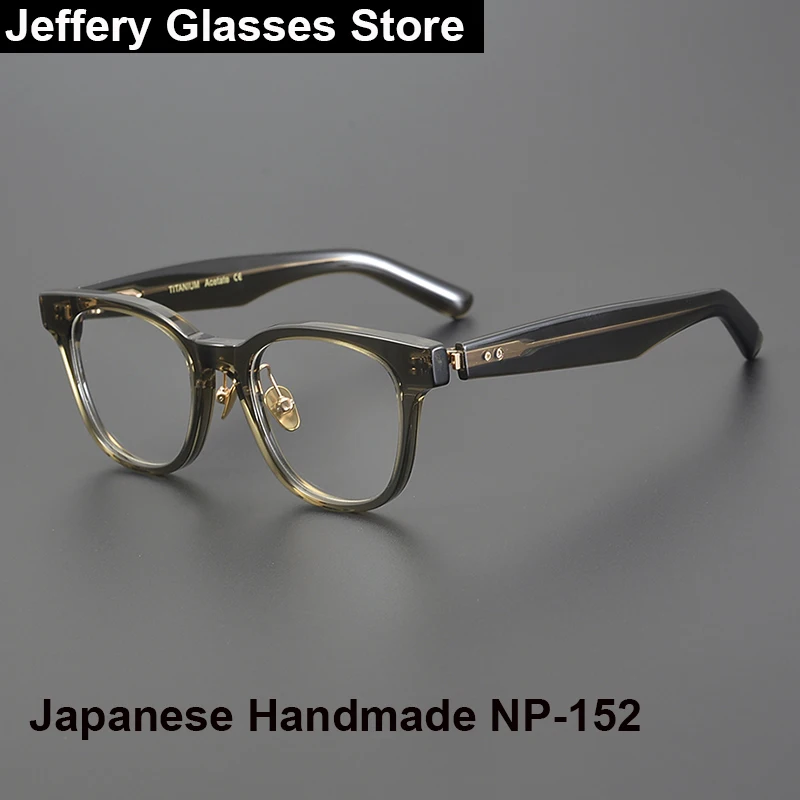 

Japanese Handmade Square Acetate Titanium Glasses Frame Men Women Vintage Optic Eyeglasses Myopia Prescription Spectacles Gafas