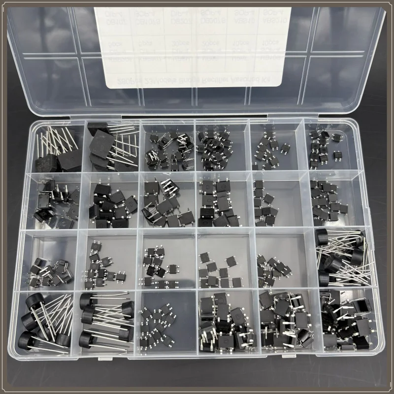 27Values 280Pcs Bridge Rectifier Diode Kit, 4Pin Through Hole & SMD KBP307 DB107S MB10M DB104 Assortment Box