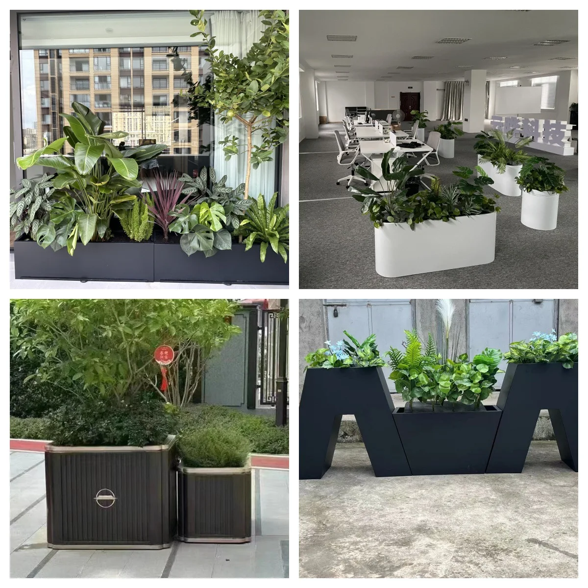 Outdoor Stainless Steel Wrought Iron Flower Box Combination Sales Department Municipal Flower Bed Commercial Square