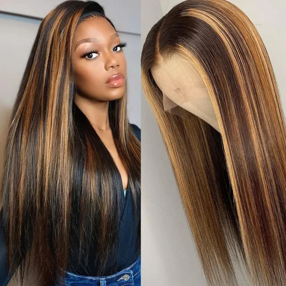 

Highlight Straight Lace Front Wig Honey Blonde Glueless Preplucked 13x4 HD Lace Frontal Wigs For Women Daily Use