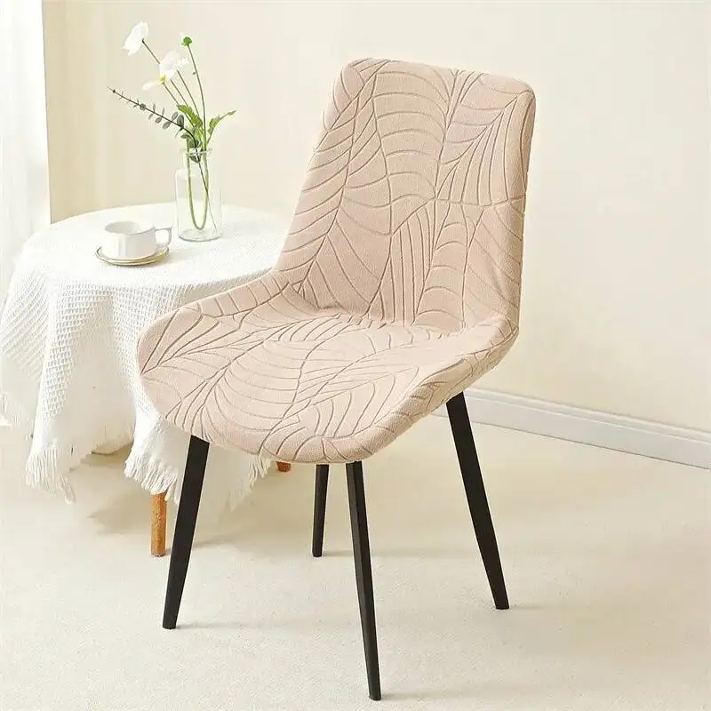 

1/4/6Pcs Jacquard Curved Stretch Solid Color Chair Slipcovers Stool Covers Kitchen Seat Protector For Home Wedding