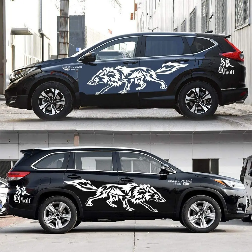 Pegatinas De coche con forma De lobo, accesorios De dibujos animados Para Auto Scratch, pegatinas adhesivas impermeables, Capot De Voiture Para BMW
