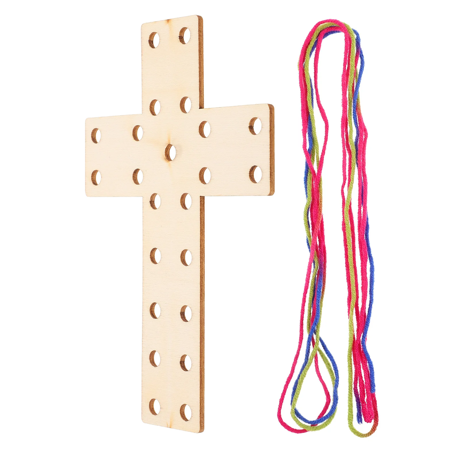 

1Set Yarn Craft Kit Wooden Cross Durable Weaving Board for Cross Stitch Art Home Decoration Project Yarn Craft Kit