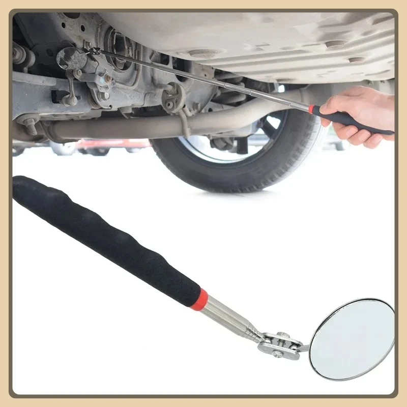 360 Retractable Telescopic Inspection Detection lens Round Mirror Silver Pocket Clip New Car Tools Extend 7-1/4" to 30" DIY TOOL