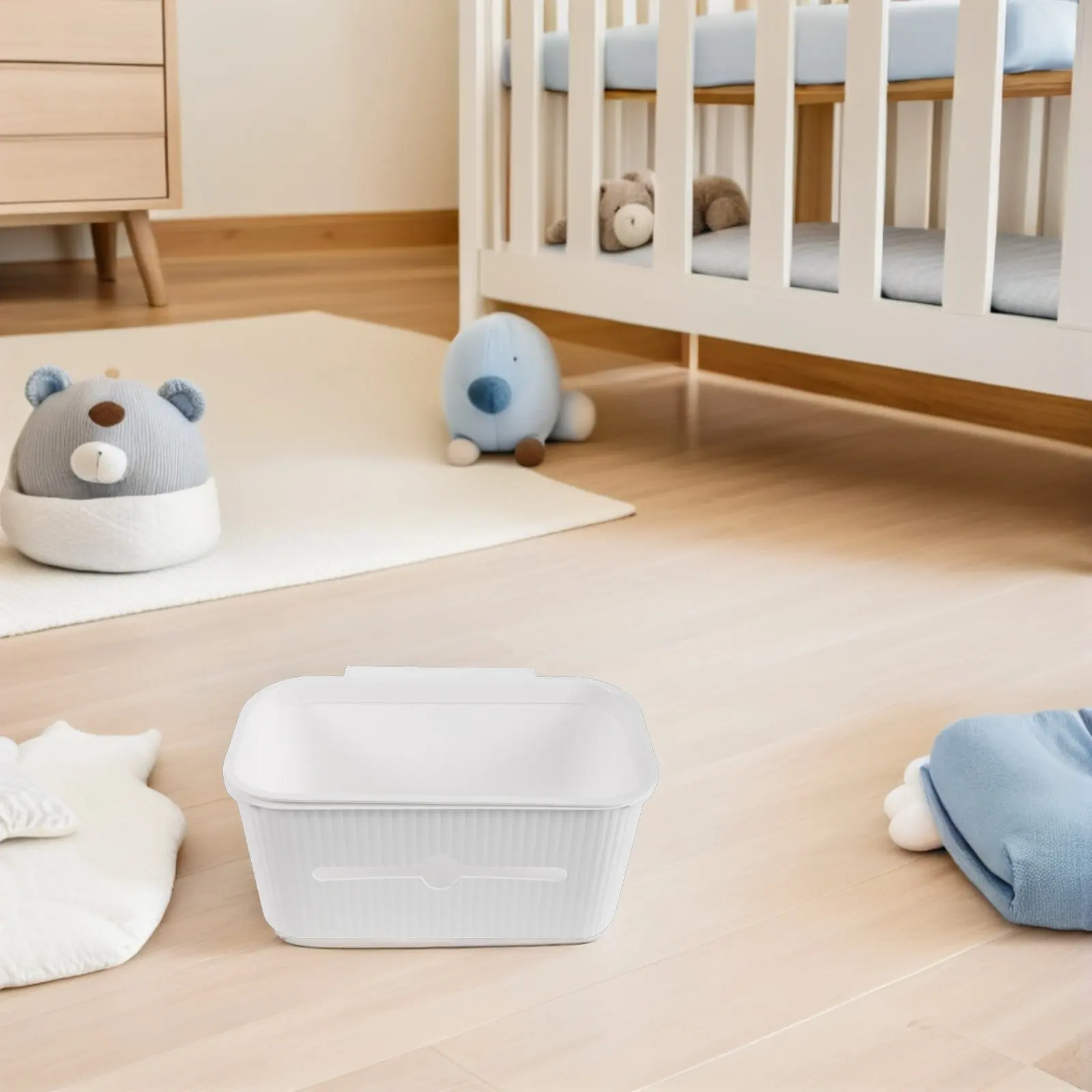 Bedside Diaper Storage Basket Compact Hanging Organizer Crib Attachment Nursery Storage Bin for Bottles Wipes Snacks Essentials