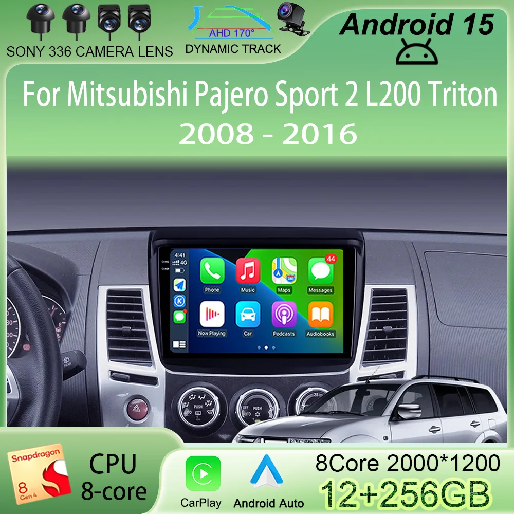 

Для Mitsubishi Pajero Sport 2 L200 Triton 2008-2016 Android 15 Автомобильный радиоприемник GPS 4G Мультимедийный видеоплеер Беспроводной Carplay + автоматический