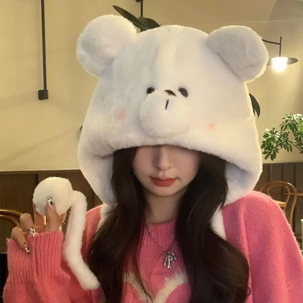 Mignon ours oreillette hiver dessin animé unisexe chaud protecteurs d'oreille Couple en peluche chapeau étudiant décontracté à la mode femmes coeur chapeau