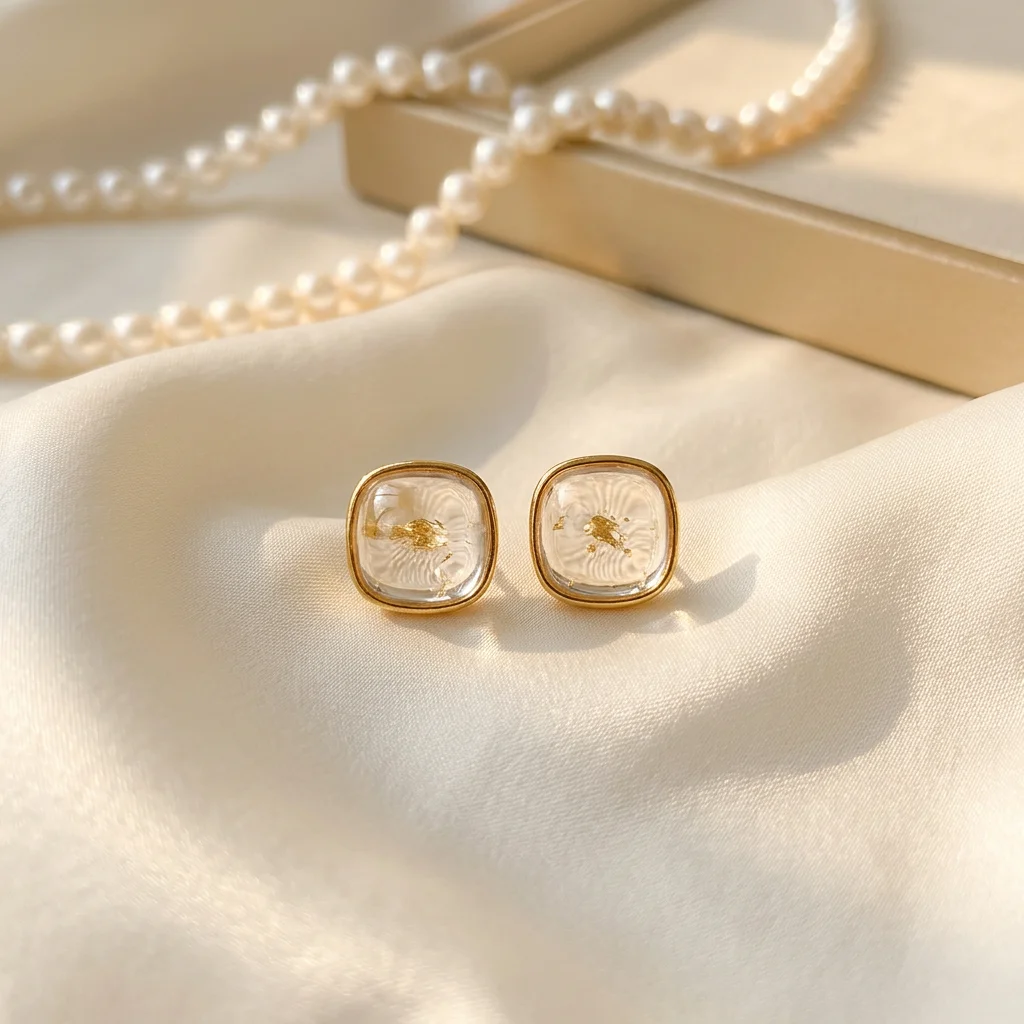 Trendy Dreamy 925 Sterling Silver Real White Gemstone Square Stud Earring Natural Clean Quartz Basic Ear Hook Daily Gentle Jewel
