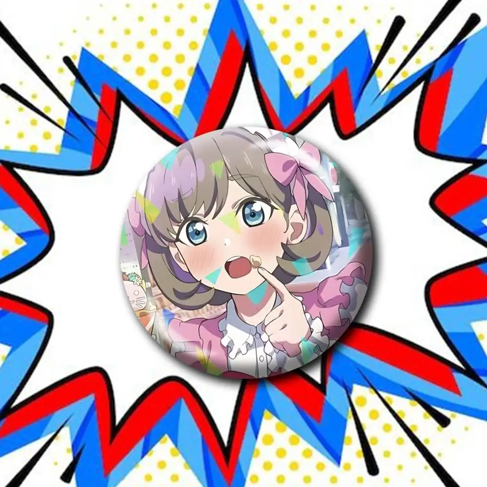 Superstar Tang Keke Liella Customizable Round Brooch Pins, Personalized Badges With Broken Glass Design Fashion Accessory