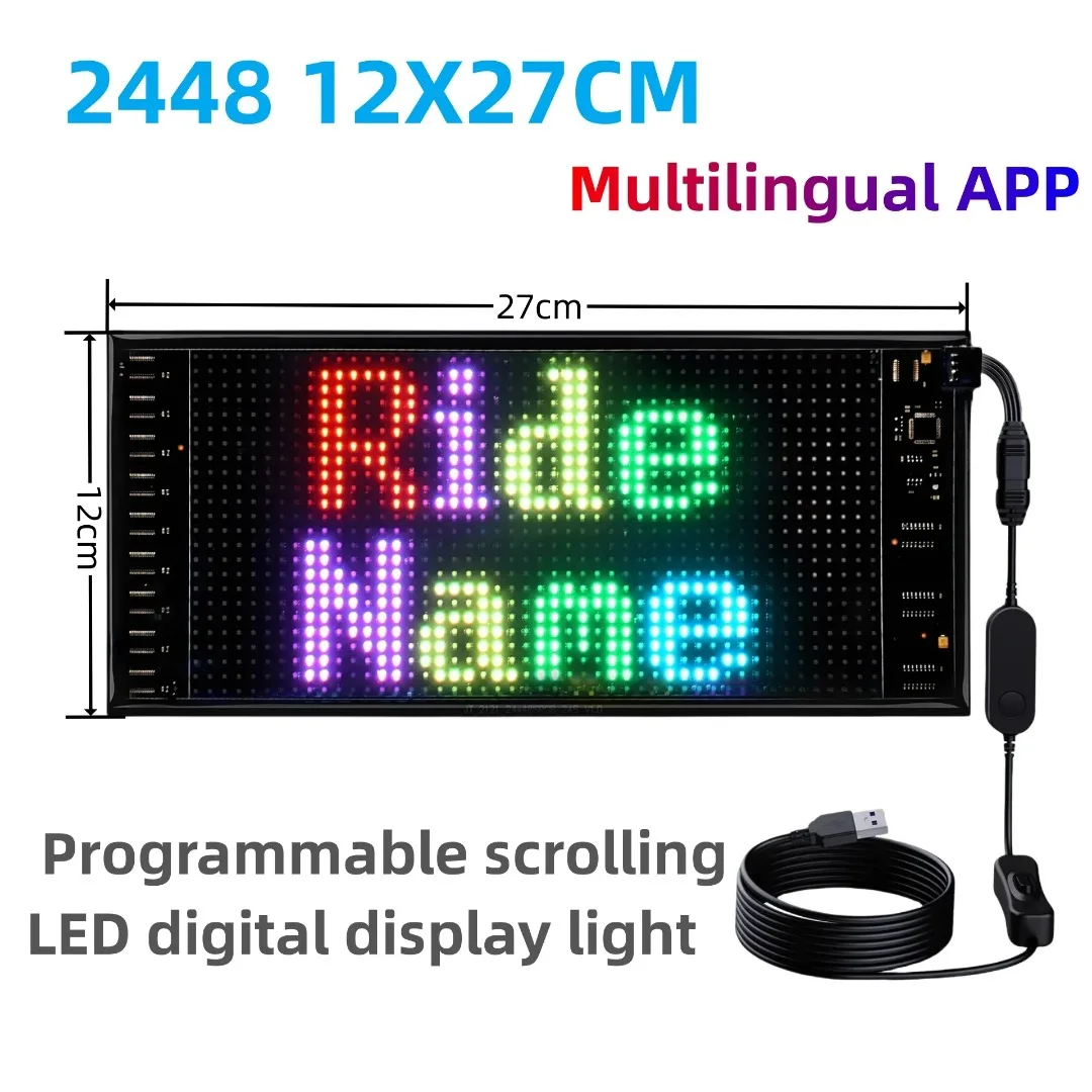 5V Car LED Screen Pixel Panel Display APP Control DIY Text Pattern Animation Home Decoration Game Room Flexible LED Matrix Panel