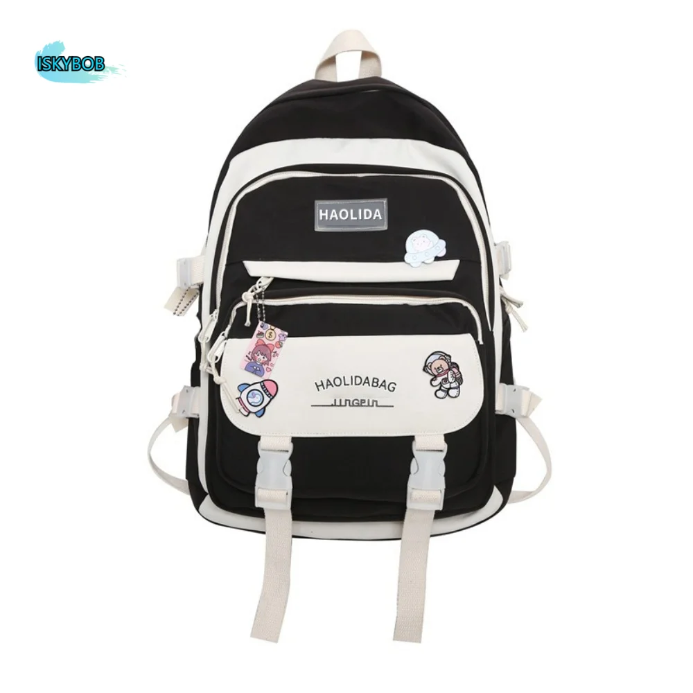 

Kawaii Ins Students School Bags Large Capacity Multi Pockets High School Backpacks Nylon Cartoon Teenage Shoulder Bags Girl
