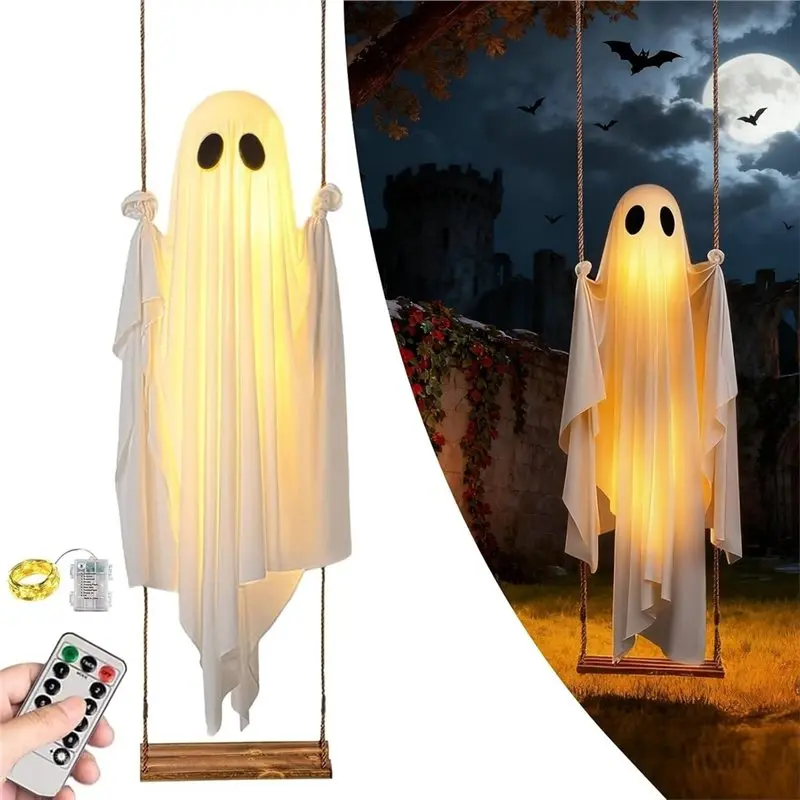 [newa76k-】-halloween-decorations-outdoor-large-hanging-swinging-ghost-with-remote-control-string-lights-for-tree-porch-yard