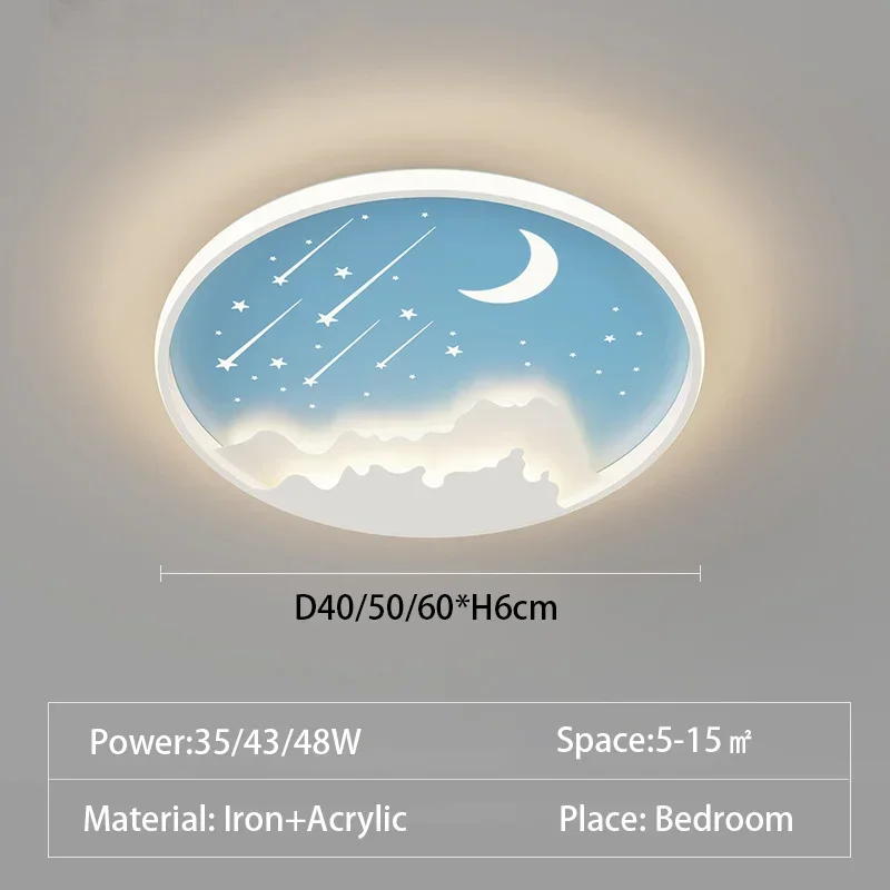 SANDYHA الحديثة بسيطة مصباح السقف الدافئ الكرتون القمر ستار تصميم غرفة الاطفال غرفة نوم ديكور المنزل تركيبة إضاءة رومانسية