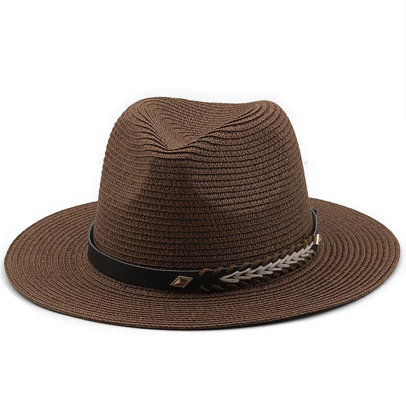 58-60CM Panama Hat Summer Leisure Sun Hats For Women Men Beach Straw Hats Fashion UV Sun Protection Travel Caps Chapeu Feminino