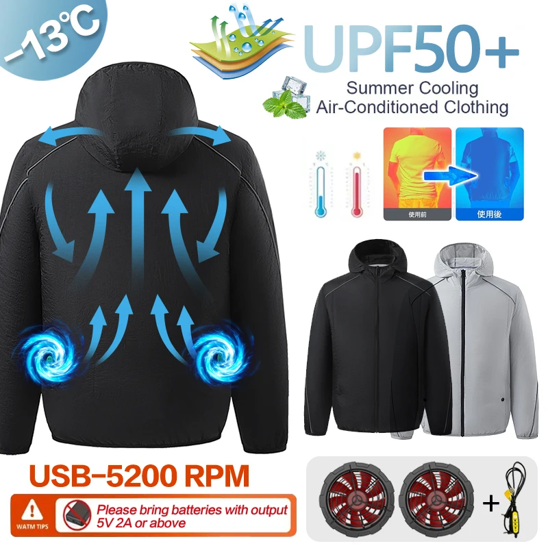 Summer Outdoor Cooling Air Conditioning Workwear for Men and Women, with Built-in Charging and Cooling Function, Long-Sleeved to