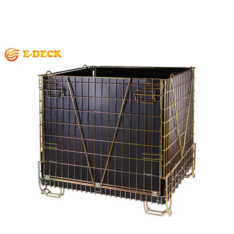 E-deck galvanized welded PP sheet wire mesh foldable container for PET preform