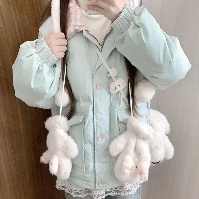 

Japan Contrasting Color Double-Sided Versatile Autumn And Winter Sweet Style Loose Cotton Jacket To Keep Warm Thicken