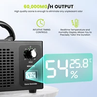 Générateur d'ozone domestique 60 000 mg/h, machine à ozone professionnelle O3 avec minuterie de 120 minutes, élimination des odeurs, désinfection pour voiture, bureau, animaux domestiques 2