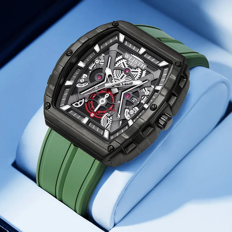 Watches for Man Wine Barrel Dial Men's Watch Fashionable Night Glow Sports Watch Top Brand Silicone Strap Men Watches Reloj Homb