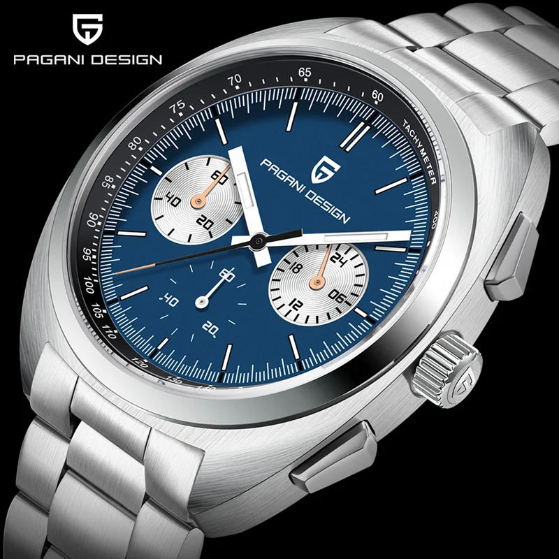 PAGANI DESIGN New Men's Watches Top Luxury Quartz Panda Dial Pilot Watch  Men VK63 Chronograph Wristwatch Waterproof 100M Cock