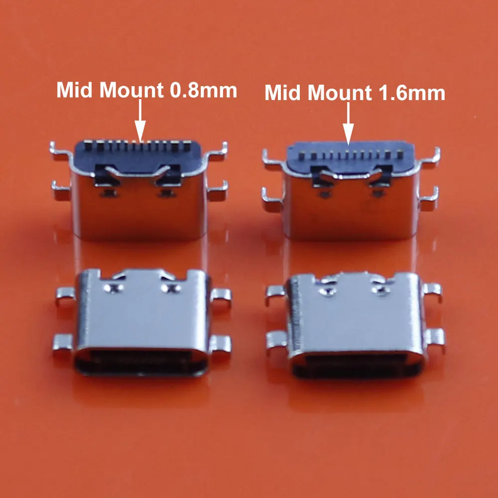 JCD 2-10pcs USB-3.1 USB Connector Type C Horizontal Mid Mount 16P Female 1.6mm Through Board 0.8mm For Charger Aapter