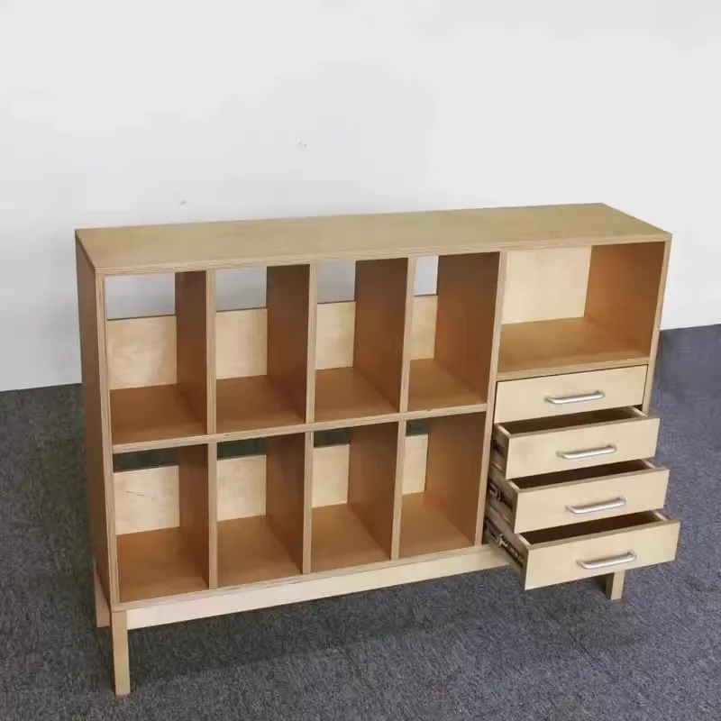 Floor-to-ceiling solid wood lattice cabinet partition rack simple display storage cabinet