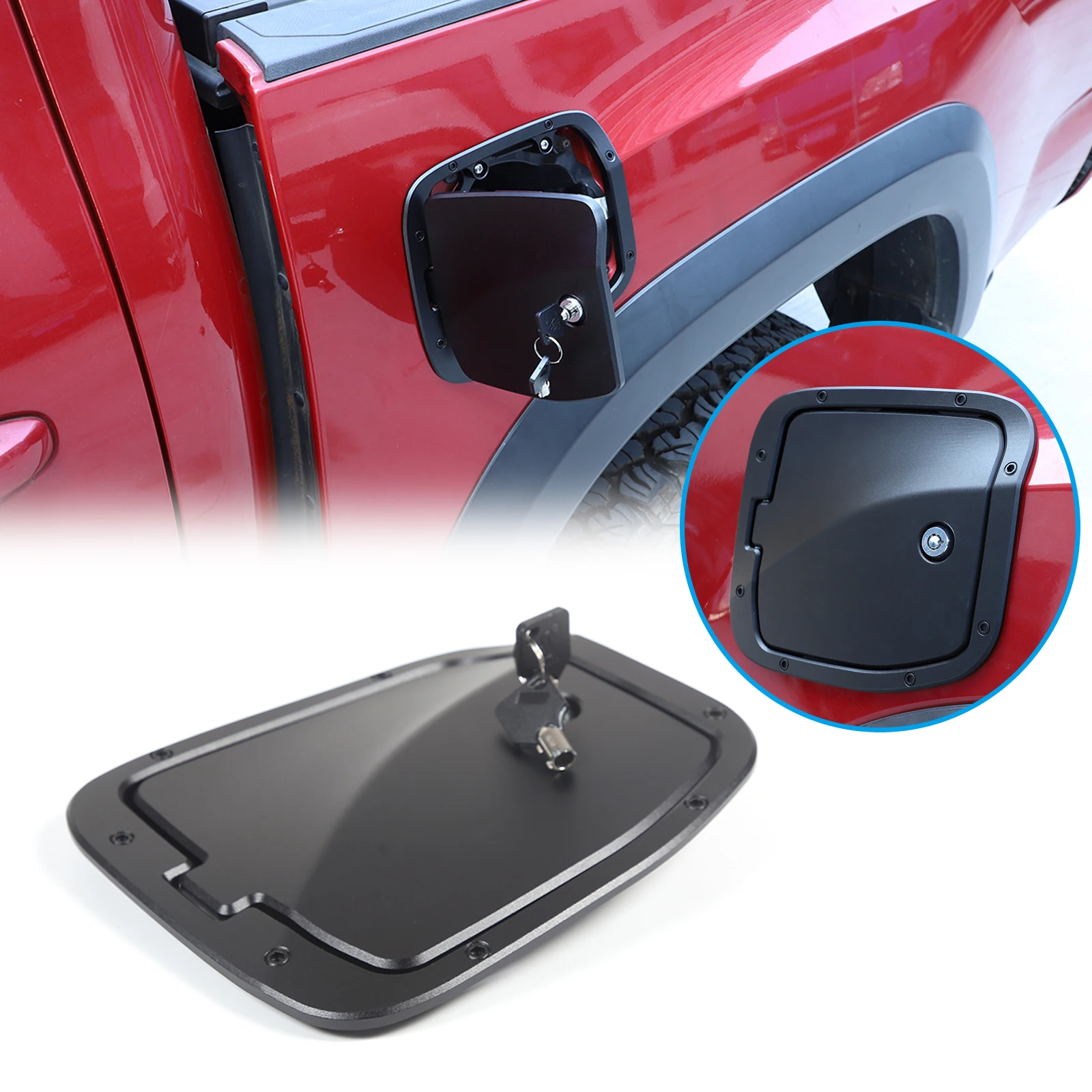 Aluminum Alloy Car Fuel Tank Cap Frame Cover With Anti-theft Lock For 2016-2022 Toyota Tacoma Car Protection Accessories