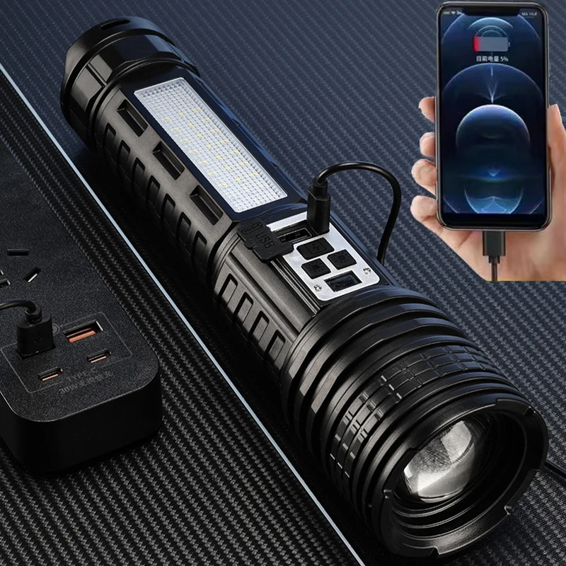 Most Powerful LED Flashlight Rechargeable Super Bright Flashlights Long Range Tactical Torch Light For Fishing Hunting