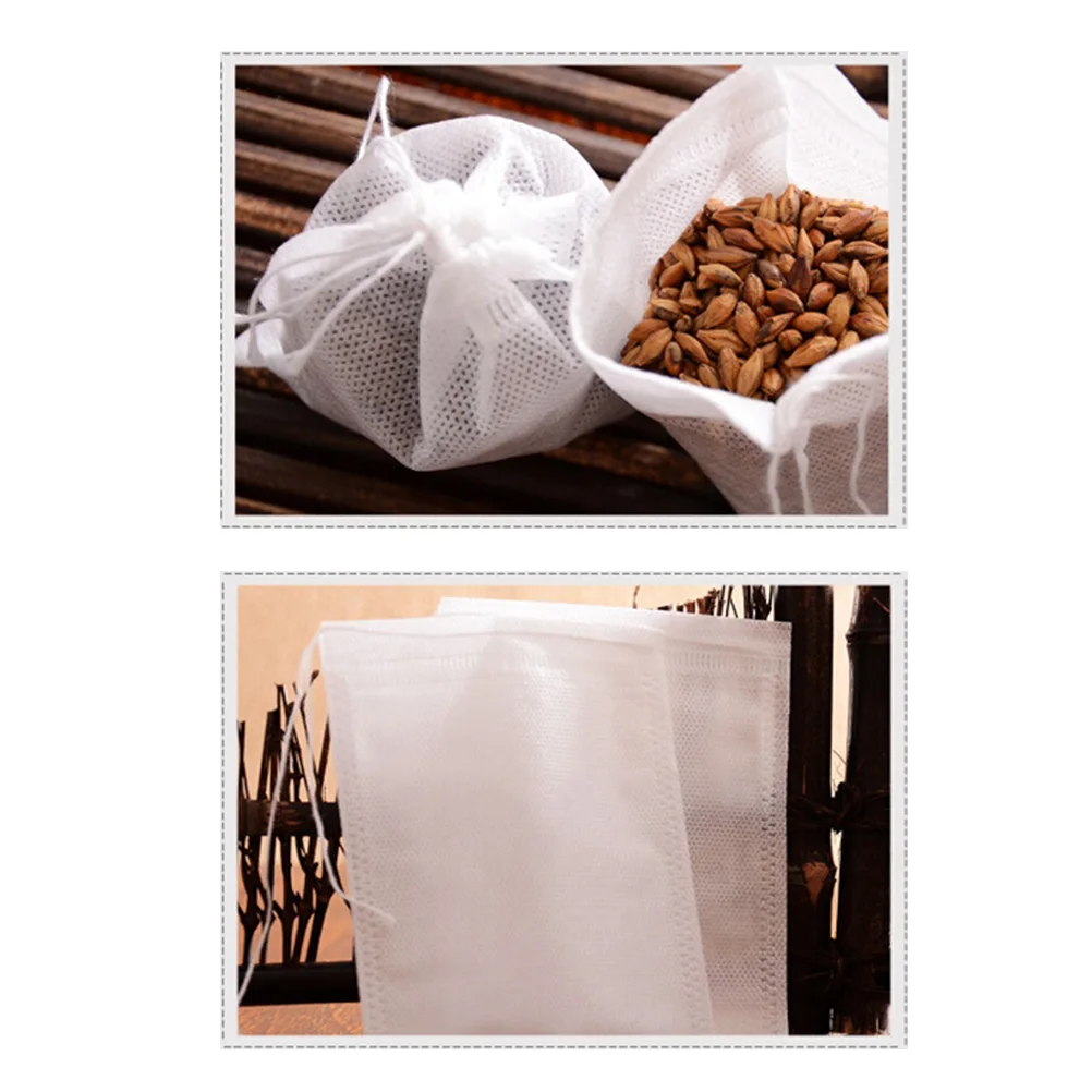 

100Pcs Drawstring Chinese Medicine Bag Non-Woven Reusable Herbal Tea Brewing Filtration Soup Filter Bags Medicine Filter Bag