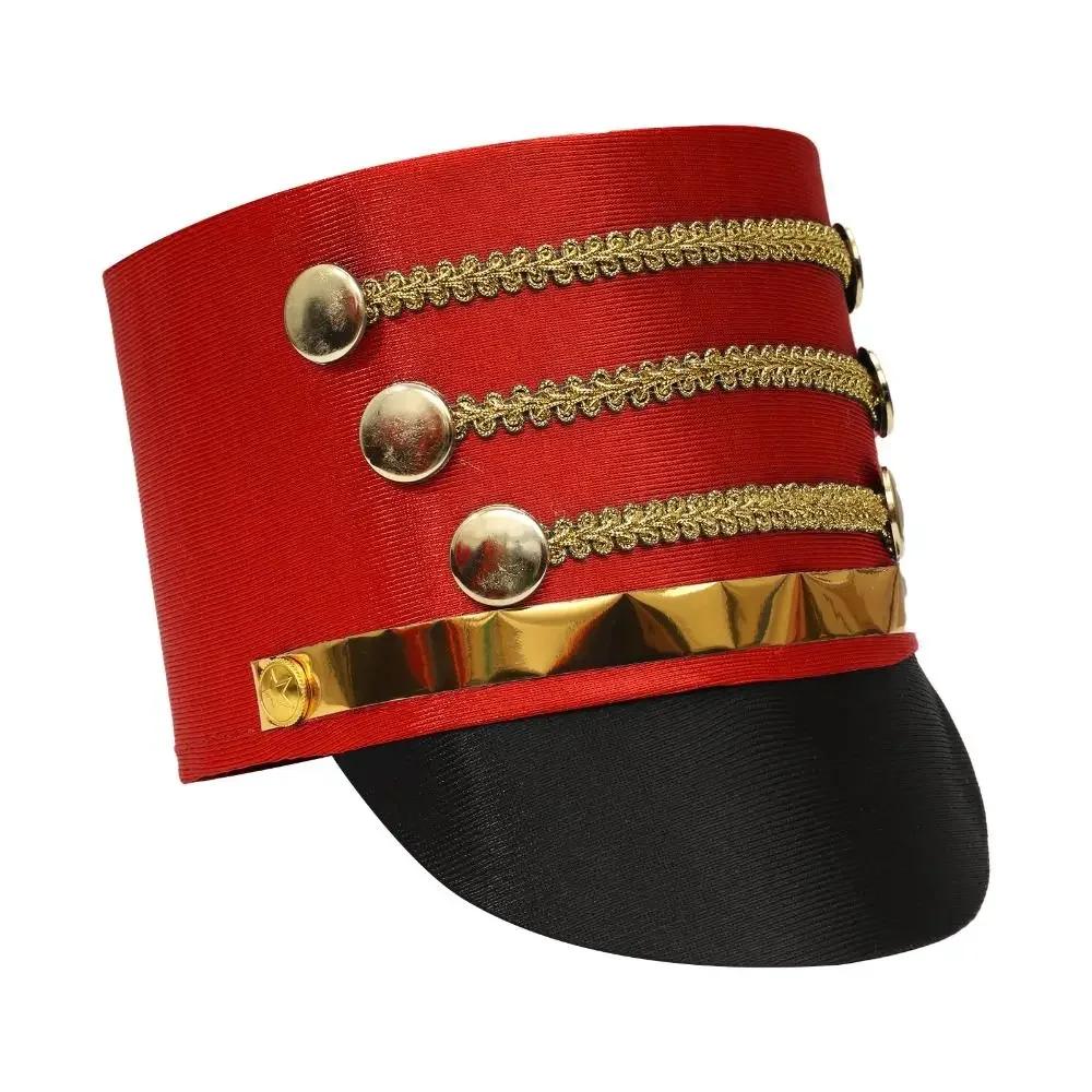 Hat-nutcrackers Marching Band Hat Cosplay Show Gold Trim Strips Drum Major Master Hats Themed Party Photography Soldier Top Cap