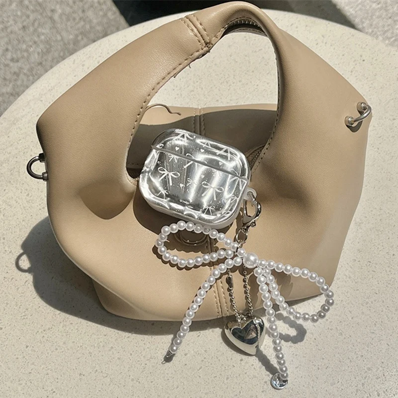 Funda protectora para auriculares con lazo 3D, diseño en forma de corazón, funda protectora a prueba de golpes