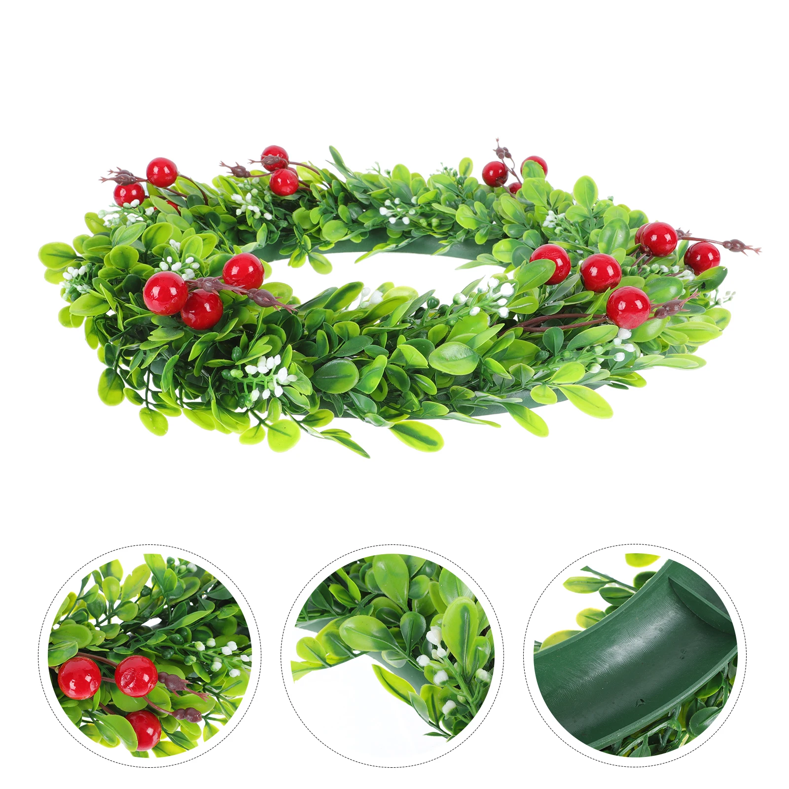

1pc Christmas Wreath Decor Xmas Artificial Plant Green Fake Garland Wall Door Hanging Festive Party Pendant Red Fruit Scene