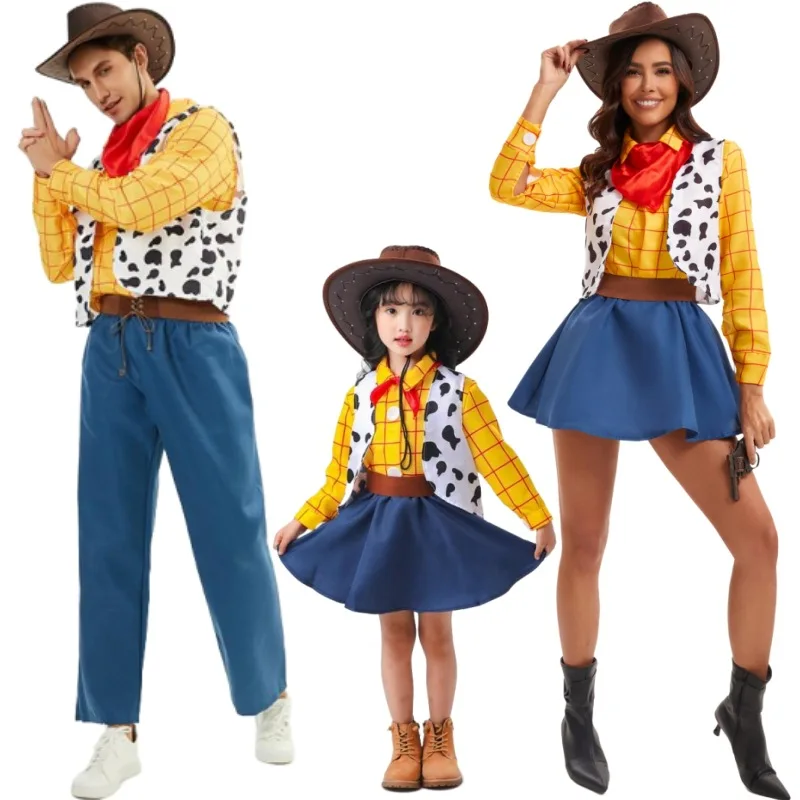 

Костюм для родителей и детей на Хэллоуин, игрушка S Hossie, ковбойская танцевальная одежда для девочек, одежда из полиэстера, этнический сценический костюм