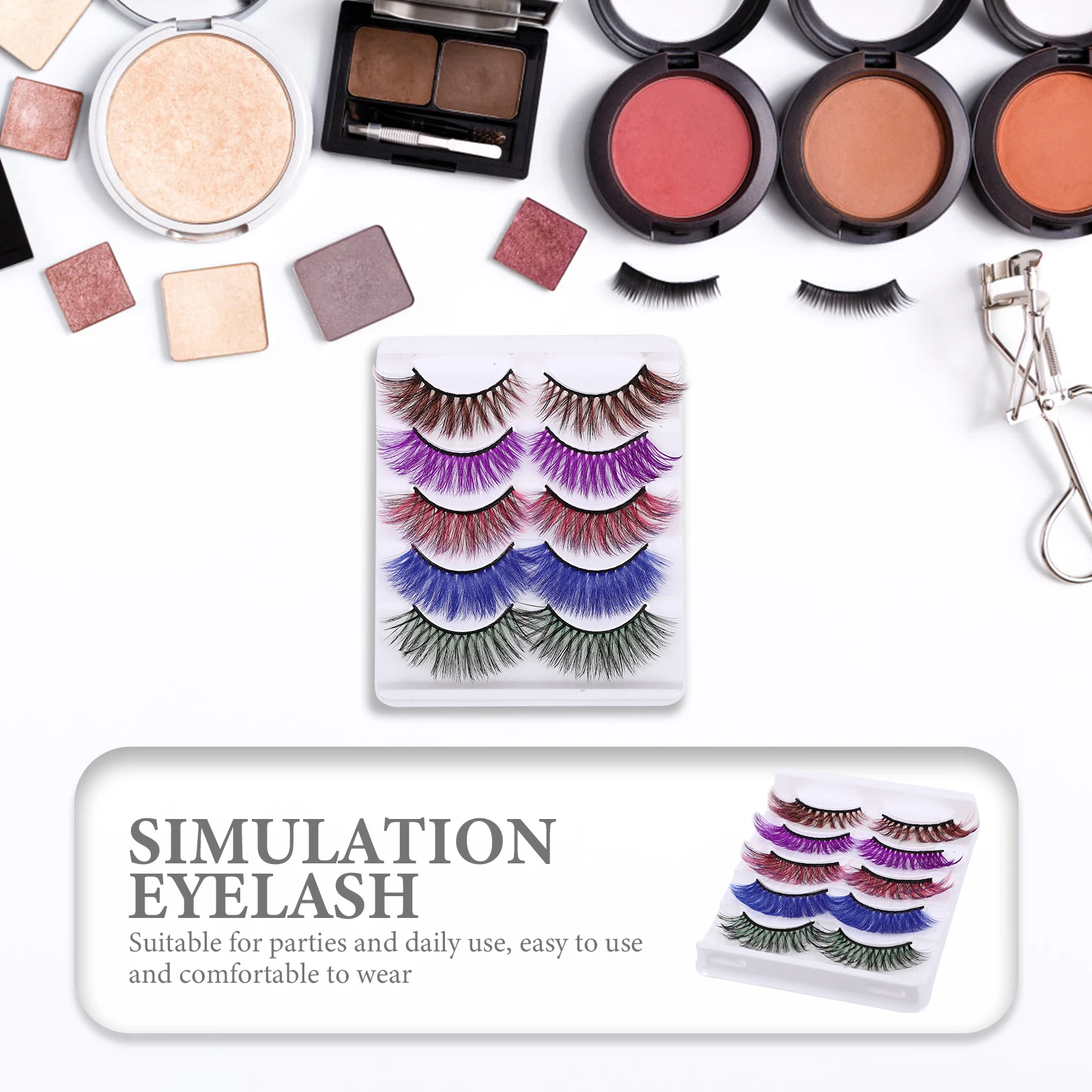 

5 Pairs Colored False Eyelashes Girls Makeup Stage Supply Simulation Women Extensions Natural Beautiful Eyes Daily