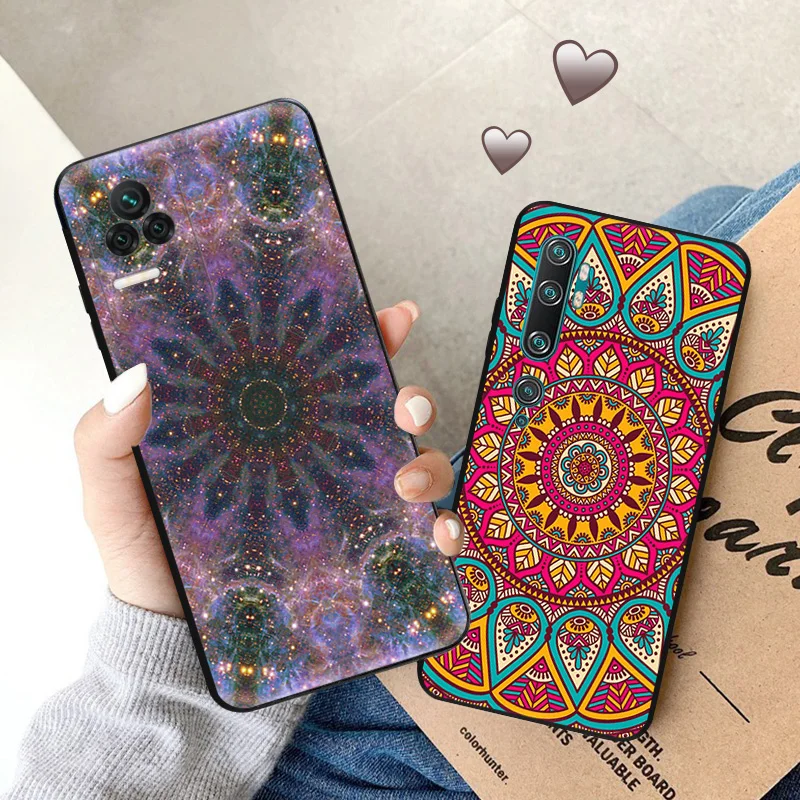 Ultra Thin Black Phone Case For Redmi Note11 11s A1 A2 Plus K60 K50 K40 Xiaomi 14 11t 11 Lite CC9 Pro Abstact Owl Mandala Cover