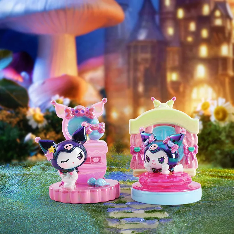 Caixa cega de anime kuromi galvanizada com luz noturna, artesanato em resina, pequenos presentes, feriados, decoração de mesa, presente de aniversário