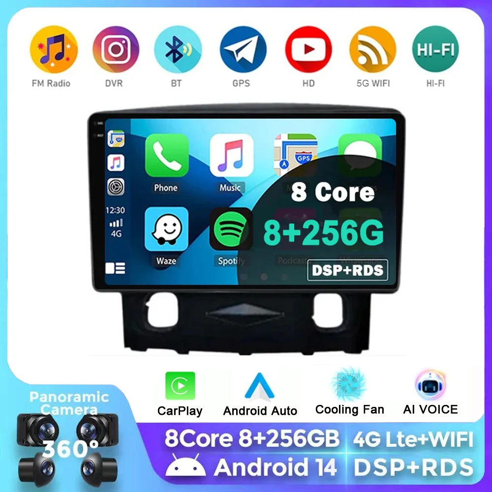 

Android14 For Ford Escape 1 2007 - 2012 Car Auto Carplay Radio Stereo Head Unit Multimedia Player GPS Navigation No 2din DVD QLE