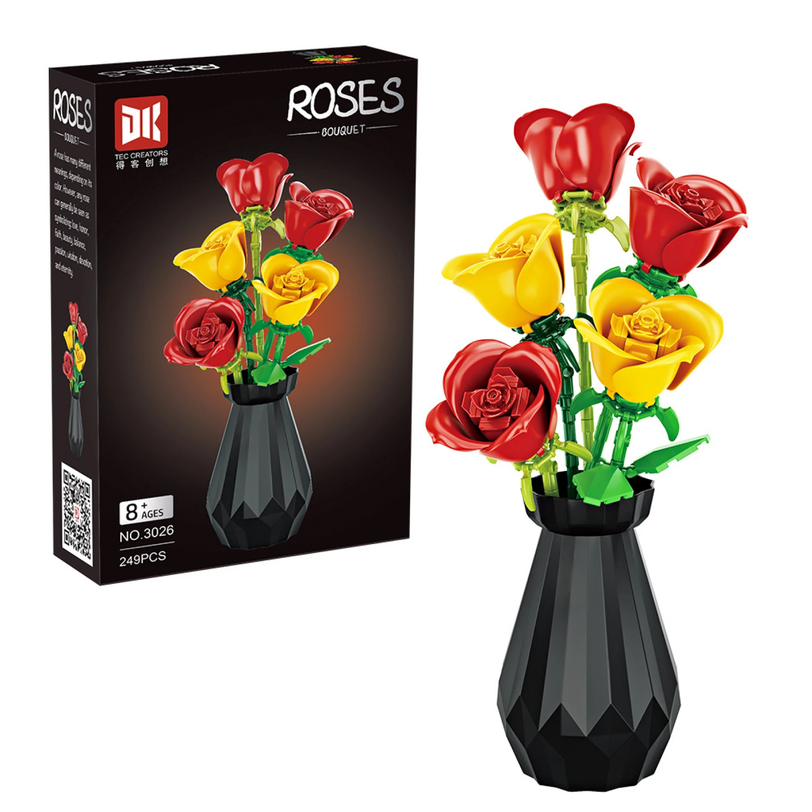 Rose Tulips Flower Model Building Blocks Set 3D Bouquet Bricks DIY Puzzle Toys Home Decoration Ornaments Adult Holiday Gifts