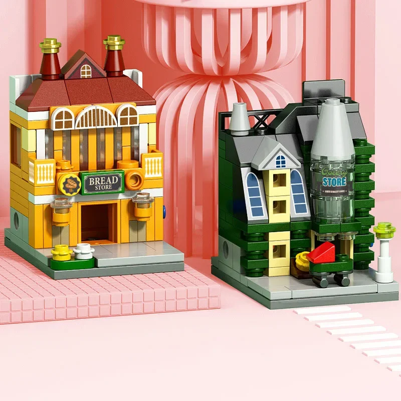 Mini Europäischen Kommerziellen Straße Bausteine Stadt Shop Jazz Club Architektur Ziegel Street View Modell Spielzeug Für Kinder Geschenk