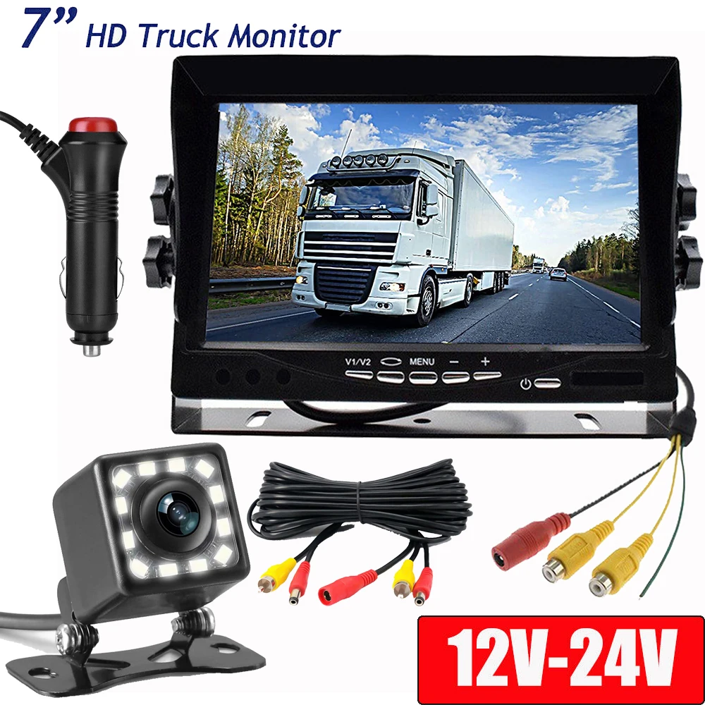 

7"Monitor +Wire Rear View Backup Camera Night Vision System For RV Truck Bus Parking Rearview Easy Installation Car Acesssories