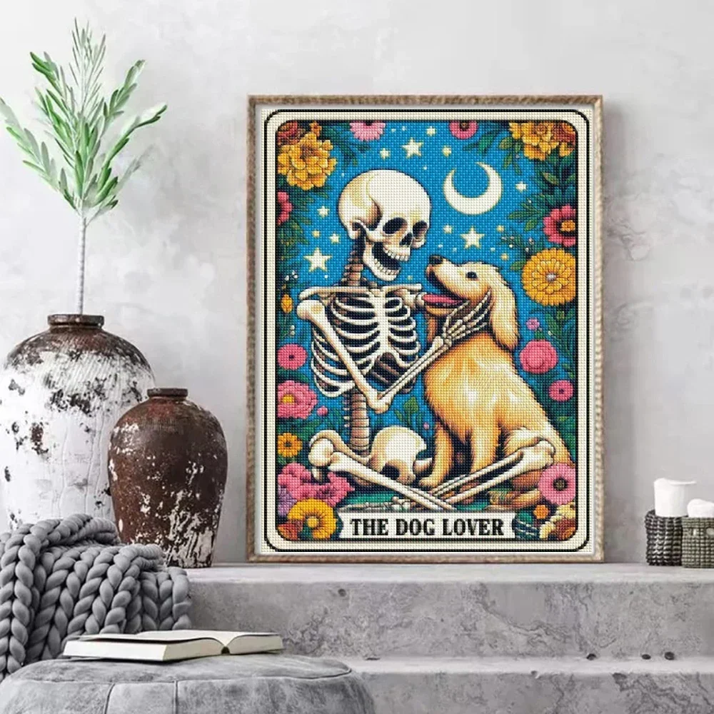 DIY Diamond Embroidery Tarot Card Diamond Painting Cartoon Skeleton Cross Stitch Set Halloween Art Decoration Gift