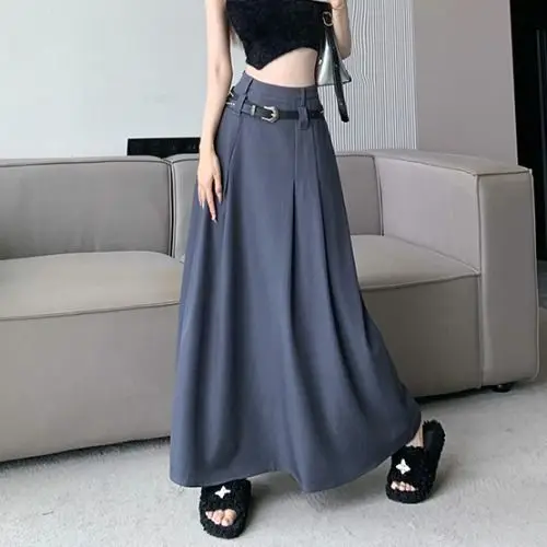 

Black suit 2025 new women's spring super fire a-word pleated skirt to the korean fashion clothing